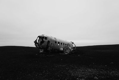 Abandoned dc plane wreck in desert