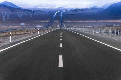 Road winding through mountain in tibet china.