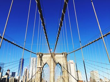 Low angle view of suspension bridge