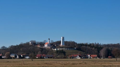 Built structure against clear blue sky