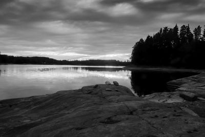 Scenic view of lake against sky