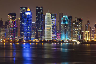 Illuminated city at night