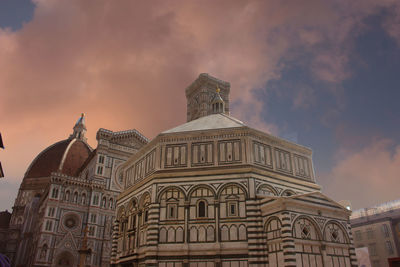 Low angle view of temple building against sky