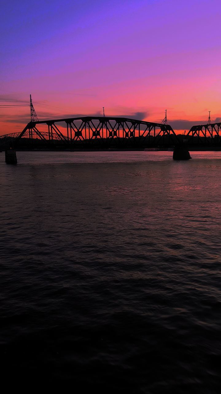 SILHOUETTE BRIDGE OVER RIVER AGAINST SKY