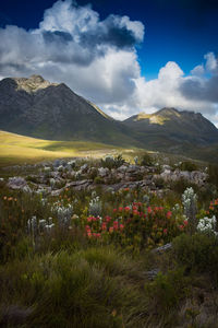 Scenic view of mountains against sky