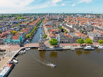 Aerial from the city alkmaar in the nethelands