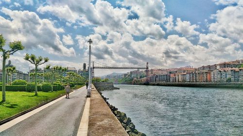 View of road against cloudy sky