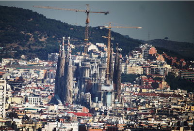 High angle view of buildings in city