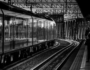 Train on railway station platform