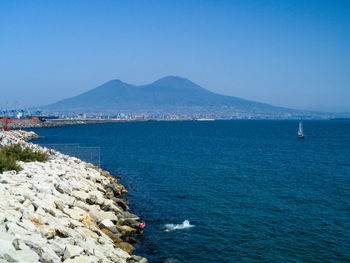 Scenic view of sea against clear sky