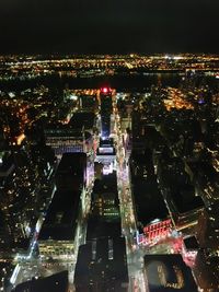 Aerial view of city at night