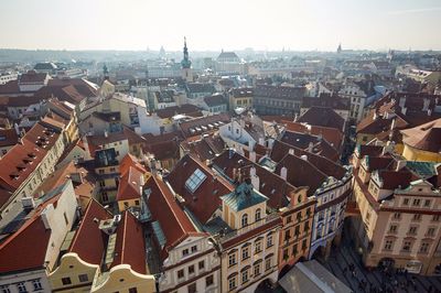 High angle view of buildings in city