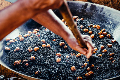 Close-up of person preparing food