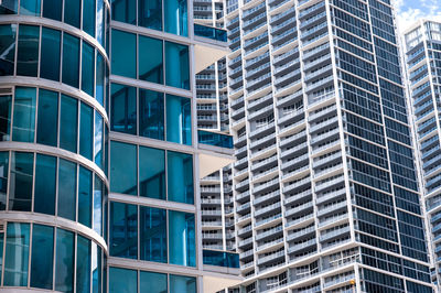 Low angle view of modern buildings in city