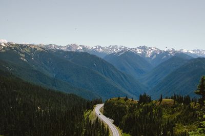 Scenic view of mountains against clear sky