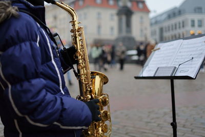 Musician playing the saxophone