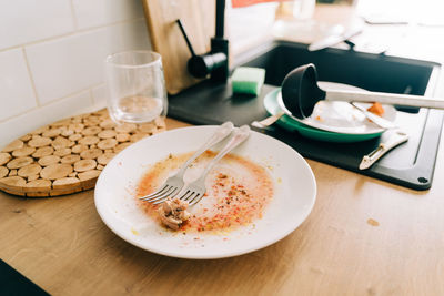 View of dish on table