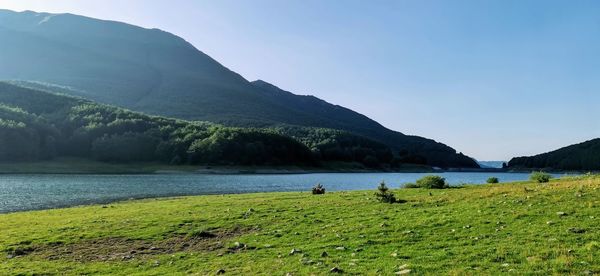 Scenic view of lake against sky