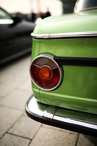 Close-up of vintage car headlight