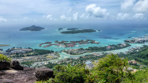 High angle view of sea against sky