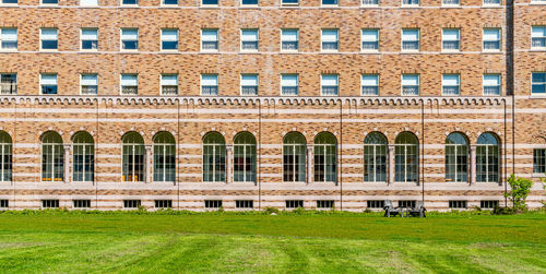 A background shot of a large lombard romanesque style building in washington state.