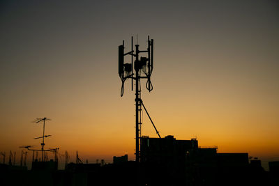 Silhouette of building against sky during sunset