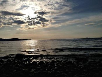 Scenic view of sea at sunset