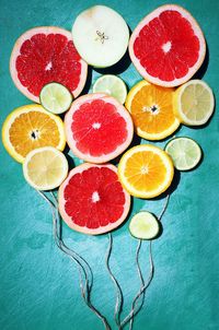 Directly above shot of fruits on table