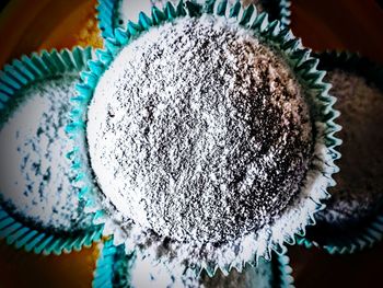 High angle view of cupcakes on table