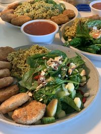 High angle view of food in bowl