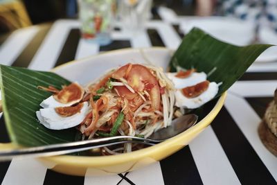 Close-up of food in plate on table