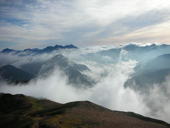 Scenic view of mountains against sky