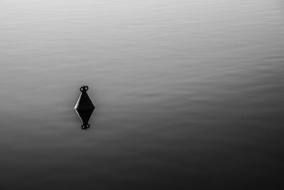 High angle view of person swimming in lake