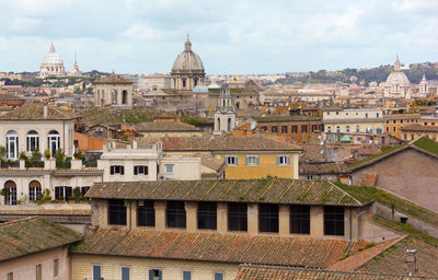 High angle view of buildings in city