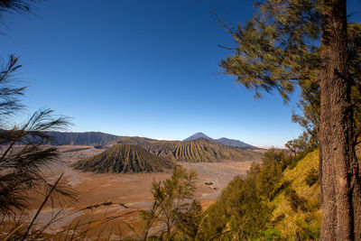 Scenic view of landscape against clear blue sky