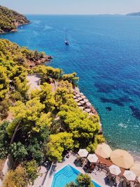 High angle view of sea against sky