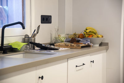 Chaos in a kitchen corner after breakfast