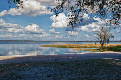 Scenic view of lake against sky