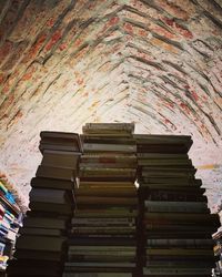 Close-up of stack of books