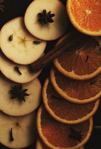 High angle view of oranges on table