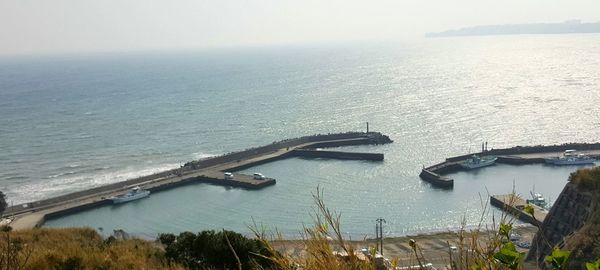 High angle view of sea against sky