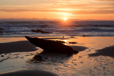 Scenic view of sea against sky during sunset