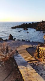 Scenic view of sea against clear sky