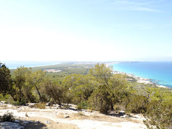 Scenic view of sea against clear sky