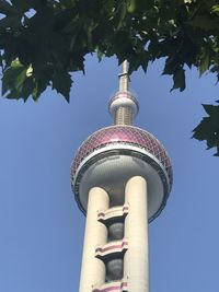 Low angle view of tower against sky