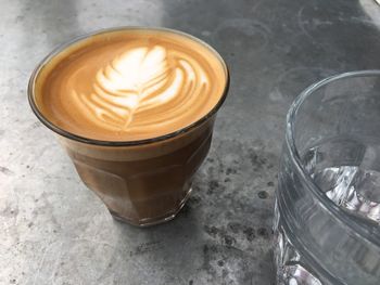 High angle view of coffee on table