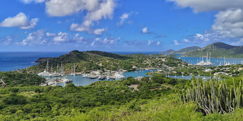 Scenic view of sea against sky in english harbour on antigua