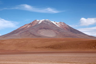 Scenic view of mountains against cloudy sky