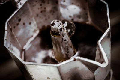 High angle view of cigarette in container