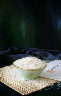 Close-up of bowl of rice on table